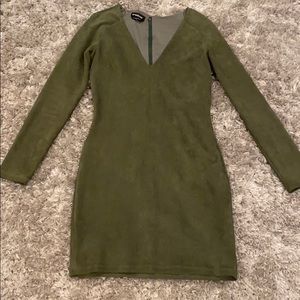 Forest green suede Bebe dress